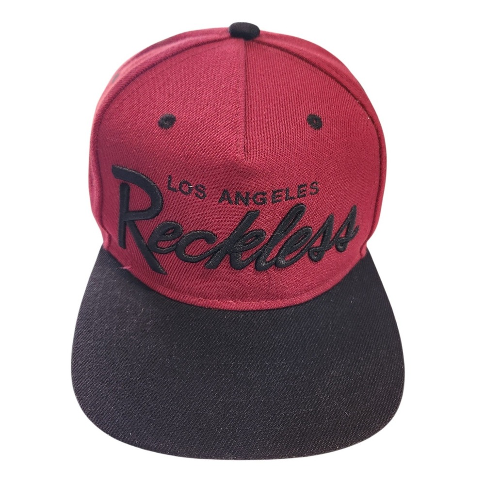 Young & Reckless Los Angeles Snapback Hat Maroon Black Flat Brim‎ Cap Y&R